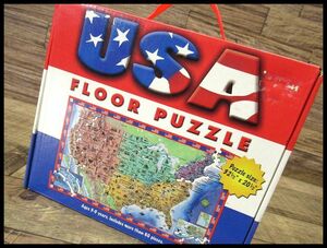 送料無料 G② 開封品 USA FLOOR PUZZLE アメリカ 地図 フロア パズル 巨大地図 知育 玩具 ジグソーパズル アメリカン 雑貨