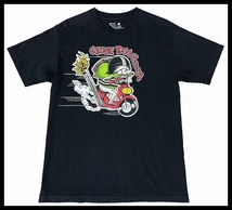 送無 G② GAUSE RUCKUS 三つ目 モンスター HOTROD ホットロッド バイク バイカー 旧車 プリント 半袖 Tシャツ カットソー 黒 ブラック M_画像1