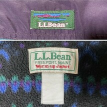 最終値下げ 80 90's L.L.Bean Warm-up Jacket エルエルビーン カタディンロゴ 裏総柄フリース ブルゾン ジャケット USA レトロ アウトドア_画像6