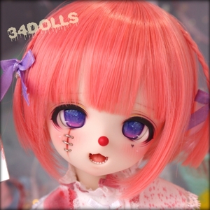 【34DOLLS】DDH-01 SW肌 カスタムヘッド＋手描きアイ＋舌パーツ2種＋ピエロ鼻パーツ　MDD