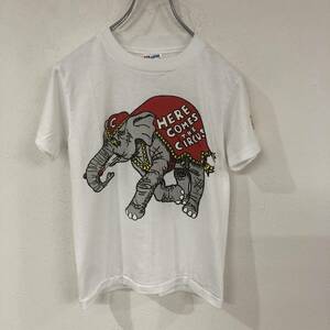 ビンテージ　デッドストック　USA製　90s　Hanes　サーカス　ゾウ　プリント　Tシャツ　古着　キッズ　M　①　220608