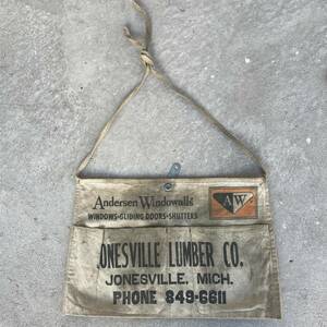 ビンテージ　キャンバス　エプロン　JONESVILLE LUMBER Co.　④　腰掛け　アンティーク　雑貨　231225