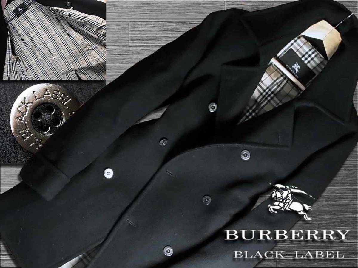 華麗 極美品 Burberry London 裏面ノバチェック柄 中綿Pコート 華麗 極美品 Burberry London 裏面ノバチェック柄 中綿Pコート