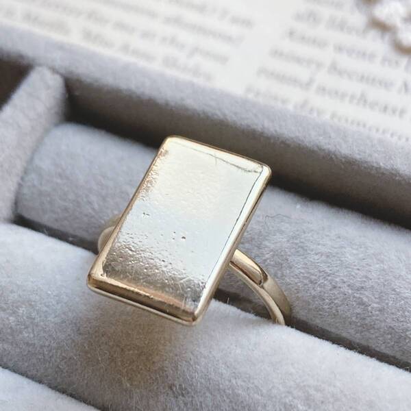 21号 ヴィンテージリング ゴールド プレート 図形 スクエア デザインリング 指輪☆Vintage jewelry accessories A0885