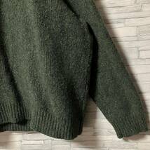 L.L.Bean エルエルビーン ラムウール100% ニット セーター くるみボタン グリーン 緑 XLサイズ 古着 アースカラー_画像5
