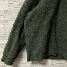 L.L.Bean エルエルビーン ラムウール100% ニット セーター くるみボタン グリーン 緑 XLサイズ 古着 アースカラー_画像4