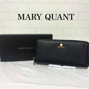 箱付き MARY QUANT マリークワント 長財布 ラウンドファスナー 黒 ブラック