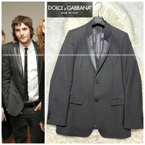  подлинный товар Dolce & Gabbana кожа переключатель tailored jacket блейзер 48 серый Dolce&Gabbana DOLCE&GABBANA