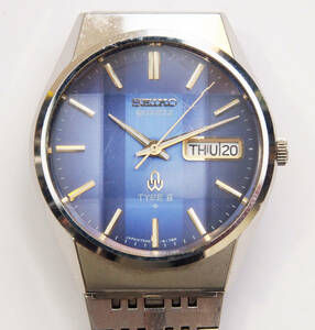 Seiko セイコー TypeII クオーツ 稼働品 7546-8160 QUARTZ TYPEⅡ デイデイト カットガラス メンズ腕時計 ブルー文字盤
