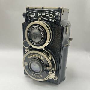 【KKB2252ST】Voigtlander COMPUR SUPERB f=7.5cm 1:3.5 フォクトレンダー スパーブ 二眼レフカメラ 蛇腹 アンティーク 光学機器 フィルム