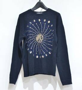 Christian Dior Christian Dior lame month embroidery cashmere knitted sweater navy F36 Y-29578B