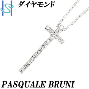 パスクワーレ・ブルーニ ダイヤモンド ネックレス K18WG クロス ハート Pasquale Bruni 美品 中古 SH95747