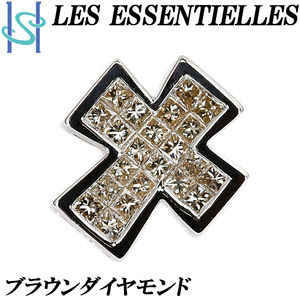 レ・エッセンシャル ブラウンダイヤモンド ペンダントトップ クロス LES ESSENTIELLES 美品 中古 SH98323