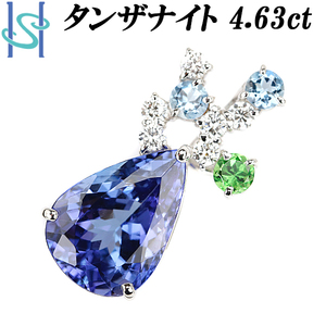  tanzanite pendant top diamond aquamarine garnet Pt900.... tears SH90860