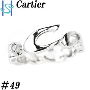 カルティエ ダイヤモンド シグネチャーロゴリング K18WG #49 透かし Cartier 送料無料 美品 中古 SH97306