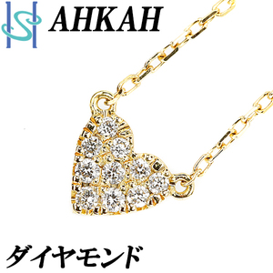  Ahkah diamond necklace 0.05ct K18 Heart ..AHKAH free shipping beautiful goods used SH95734