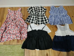 女の子 ワンピース 花柄 半袖　チェック　重ね着　サイズ120　IKKA futafuta H&M