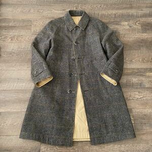 当時物 Gray Flannel by KENT ケント ツイード グレンチェック ロング ステンカラー コート ジャケット van jac ヴァンヂャケット メンズ