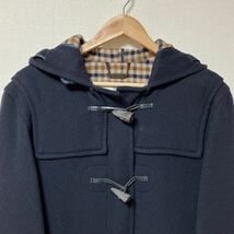 美品 Aquascutum アクアスキュータム ダッフルコート ロングコート ネイビー 紺 ウール チェック柄 イギリス製_画像4