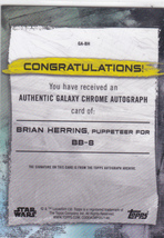 2022 TOPPS STAR WARS GALAXY CHROME Brian Herring BB-8 Auto Green Refractor /99 #GA-BH ブライアン・ヘーリング 直筆サイン_画像2