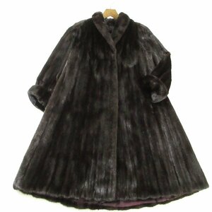 r5f122118★毛並み綺麗 PIERRE BALMAIN ロイヤルサガミンク ROYAL SAGA MINK ダークミンク 超Aライン 超ロングコート 着丈114cm F