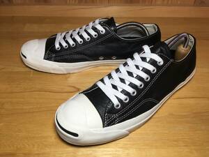 ★Converse コンバース JACK PURCELL ジャック パーセル オールレザー 黒 ブラック 8.5インチ 27.0cm 美品 Used 検オールスター