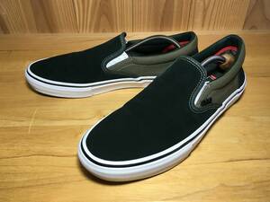 ★VANS バンズ US企画 slip on スリッポン POP CUSH スエード 黒×カーキ 30.0cm 極美品 Used 検 SK8 オールドスクール ERA スニーカー