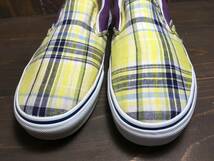 ★VANS バンズ 国内企画 slip on スリッポン 黒×黄×紫 ストライプ チェック 28.0cm 美品 Used 検 SK8 オールドスクール ERA スニーカー_画像3