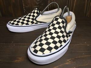 ★VANS バンズ 国内企画 slip on スリッポン 白×黒 チェッカー 24.5cm 美品 Used 検 SK8 オールドスクール ERA スニーカー