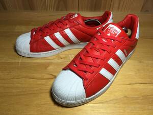 ★adidas アディダス SUPERSTAR スーパースター 赤×白 2016年製 27.5cm 美品 Used 検 80's スケートボーディング スニーカー