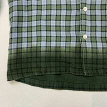 (808) 美品 初期 90 年代 【 GOODENOUGH 】 チェック ネル オープンカラー シャツ M グリーン 緑 裾 グラデーション グッドイナフ 90s_画像4