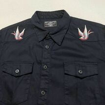 (870) 美品 【 CRIMIE 】 SWALLOW SHIRT スワロー 刺繍 シャツ S 黒 ブラック L/S SHIRT ツバメ クライミー_画像4