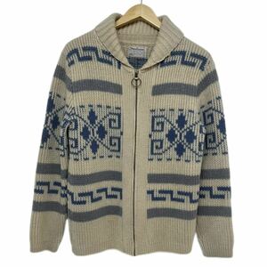 【 Pendleton 】 70s アメリカ 製 ビンテージ カウチン ニット ジップ カーディガン M ショールカラー 柄 ペンドルトン vintage USA