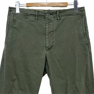 【 RRL 】 加工 Herringbone Utility Pants ヘリンボーン 月桂樹 ボタン チノ パンツ W31 L30 カーキ オリーブ ミリタリー Ralph HBT