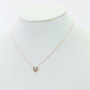 ■1円■新品同様■ホースシュー ダイヤモンド チェーン ネックレス■K18 ゴールド アクセサリー ジュエリー レディース EET D30-3