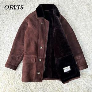 希少 ORVIS ビンテージ シープスキン 子羊 ムートン コート ジャケット ヴィンテージ ビンテージ オービス shearling ブラウン 茶色