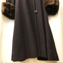 PIACENZA ピアチェンツァ カシミヤ 100％ 襟・袖 ミンク ロングコート ブラウン 毛 qof.2200_画像4