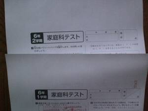 2315　小学６年生1.2学期　家庭科テスト　東京書籍　解答有　２枚