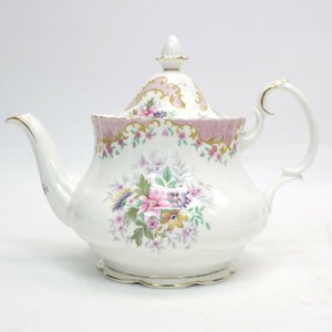 457)【美品】ROYAL ALBERT ロイヤルアルバート Serenity セレニティ ティーポット ピンク 花柄 金彩