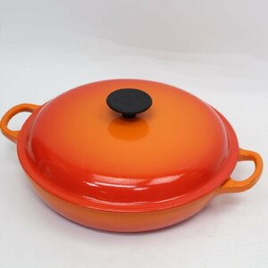 081)【超美品】LE CREUSET ル・クルーゼ ビュッフェ キャセロール 26cm オレンジ 両手鍋