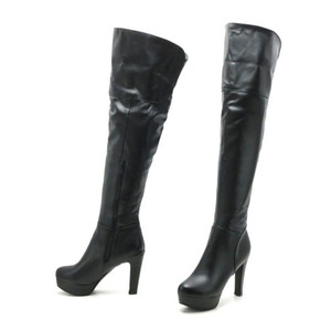  new goods large size knee high boots black 26cm 135621-42 front thickness bottom storm high heel 