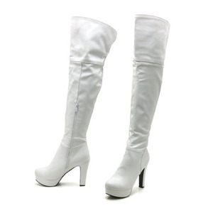  new goods large size knee high boots white 27cm 135621-44 front thickness bottom storm high heel 