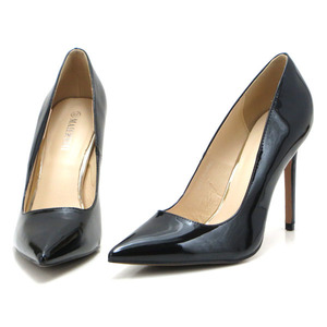  new goods large size pumps black 28cm 131370-46 enamel style high heel 