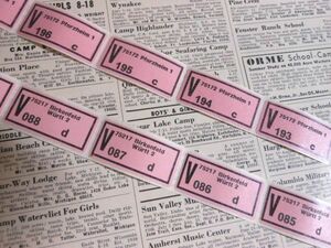 海外紙もの　郵便ラベルシール2種(各10枚)　ドイツ　ピンク　エアメール　ラッピング　梱包　封印　20枚　