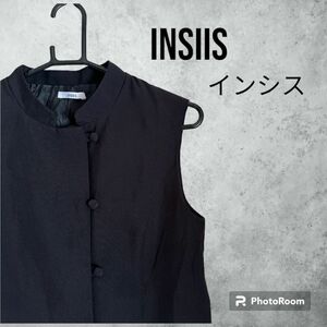 セット購入の場合割引します！！　INSIIS インシス　チャイナボタンベスト　ベスト　ジレ ノースリーブ 無地　セットアップ可能