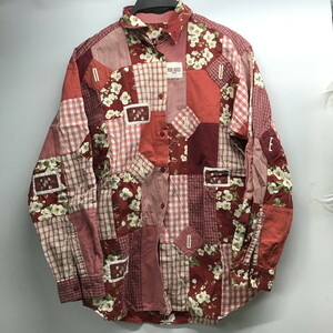 ●ピンクハウス　長そでシャツ　赤系　花柄　Lサイズ　ボタン取れあり　シワ多め　古着　中古　定形外510円発送可能()
