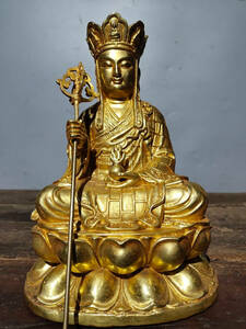 【古寶奇蔵】銅製・塗金・地藏王菩薩像・置物・賞物・中国時代美術