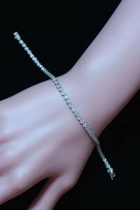 F3425 美しい天然ダイヤモンド１.００ct 最高級K18WG無垢テニスブレスレット 17cm 5.03G 3.16mm