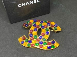 ◆N3986 CHANEL シャネル ココマーク カラーストーン グリポア 激レア ブローチ 美品