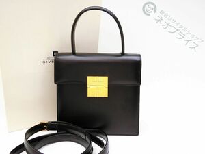 ◆Z5238 GIVENCHY ジバンシー ロゴ金具 レザー 2WAY ハンド バッグ 超美品